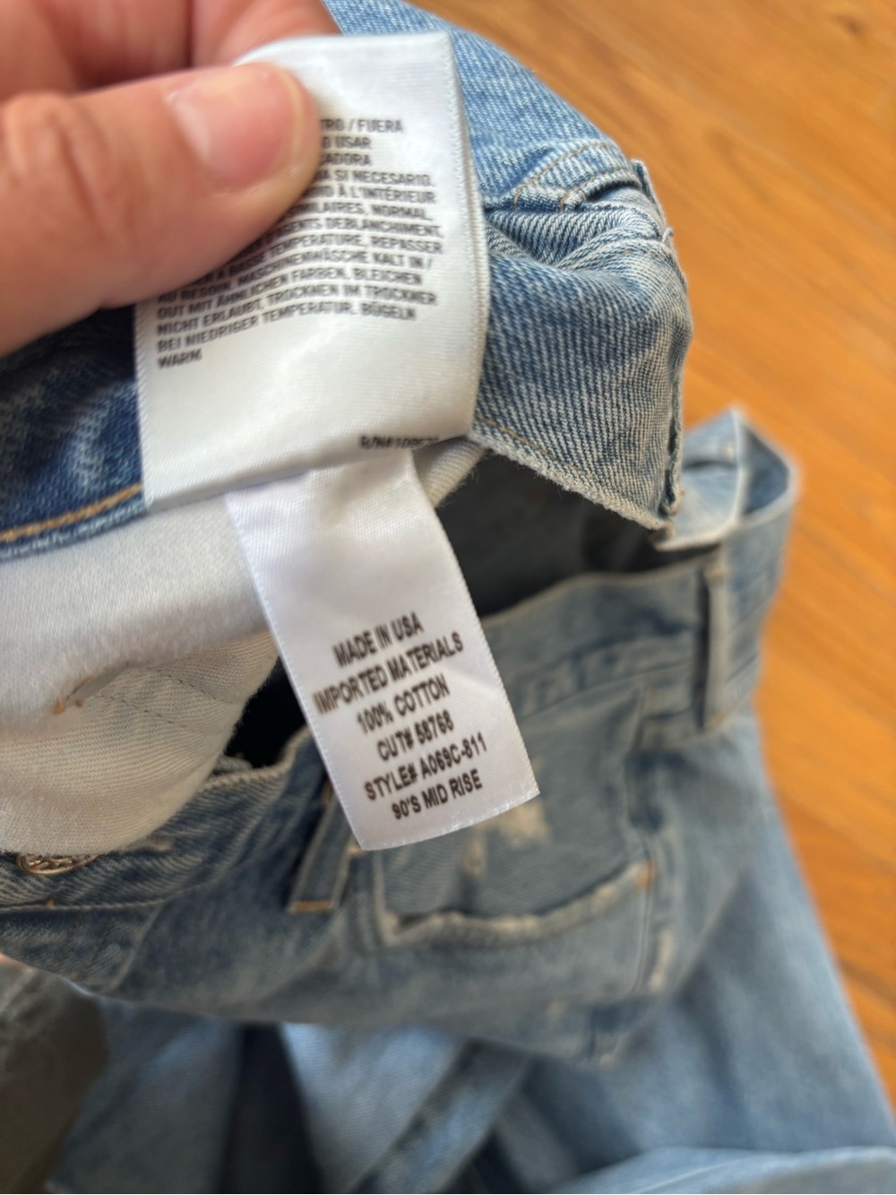 Agolde Distressed Light Wash Ripped Straight-Leg Jeans 90s Mid Rise - Picture 5 of 6